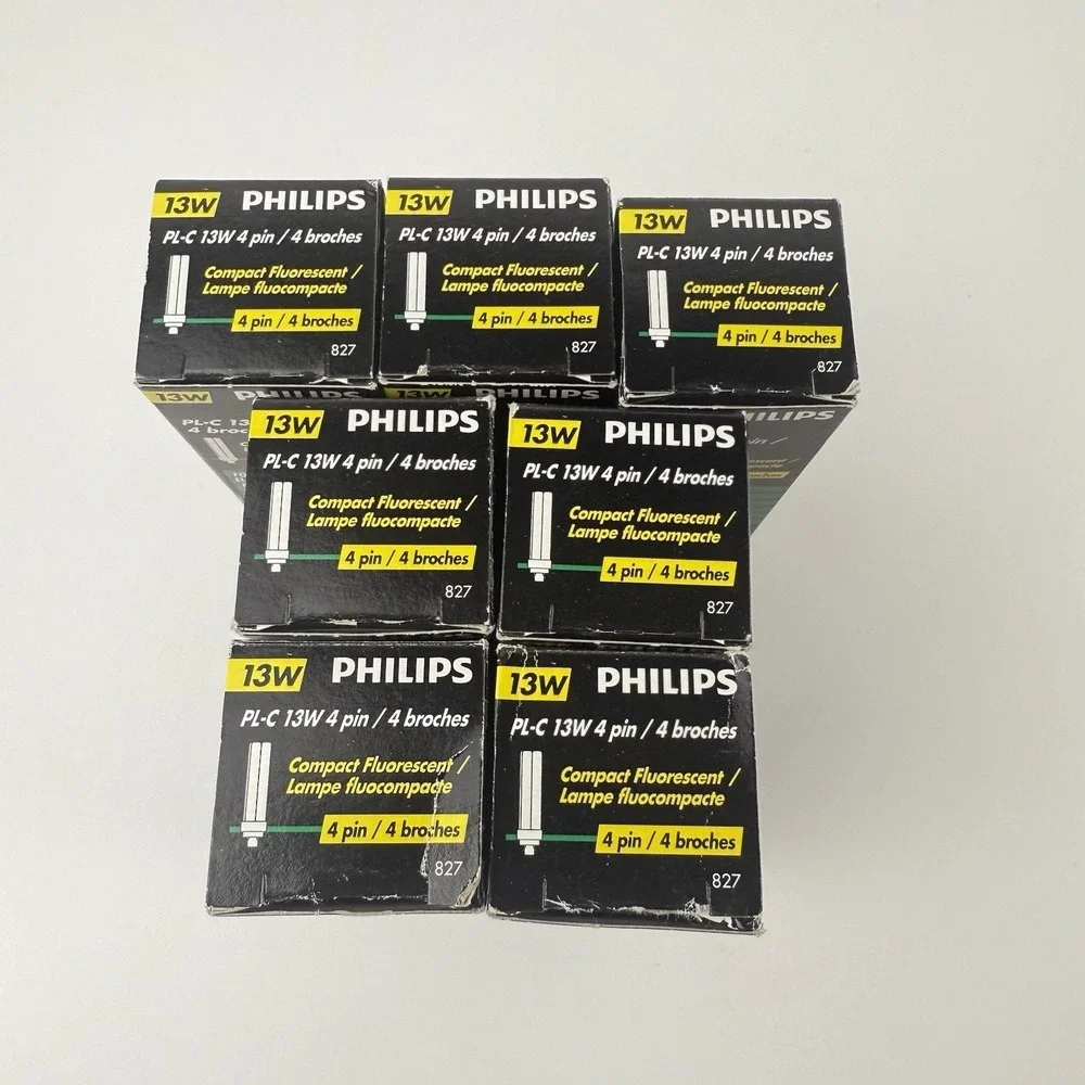 PHILIPS Compact Fluorescent Light Bulbs PL-C 13W 827 4 P Pin ALTO Lot Bundle 7